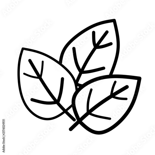 Minimalist black outline of three leaves. Clean nature-inspired vector illustration. Perfect for eco-friendly branding.