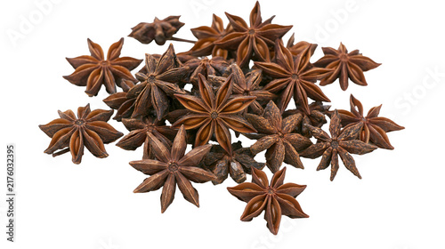 фотографія Heap of dried star anise spice pods, isolated on transparent background