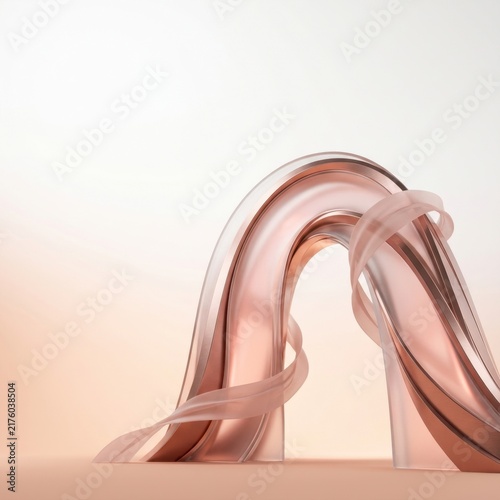 Abstract spatial background with flowing ribbons in soft tones for medical themes