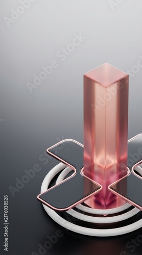 Pink crystal structure on a gradient background for cancer research visuals