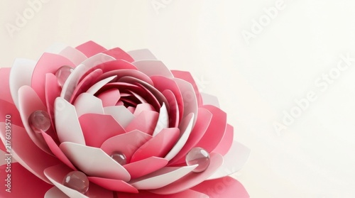 Pink layered paper flower close up for awareness themes and decorative health designs