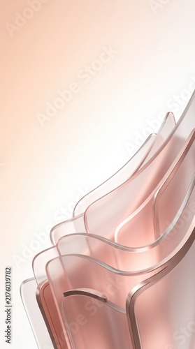 Abstract pink peach gradient with overlapping glass shapes backdrop for medical presentations
