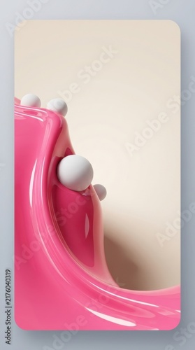 Breast cancer awareness pink pin with white beads against beige background