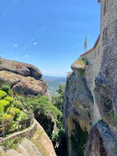 Bild auf Leinwand Landscape of Orthodox monasteries built on the tops of giant rocks near the city of Kalabaka in the Thessaly region