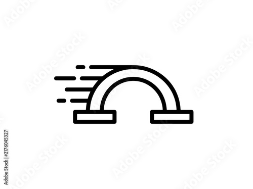 Speedy archway with motion lines representing fast progress and forward momentum