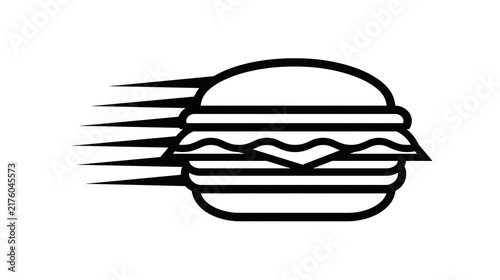 Stylized black hamburger icon with motion lines, isolated on transparent background