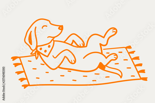 Hand Drawn Playful Dog Surfing on Ocean Waves Illustration