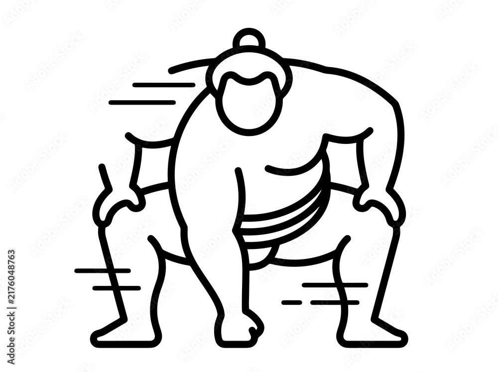 Fototapeta premium A sumo wrestler prepares for battle with powerful stance and determination while isolated on white background
