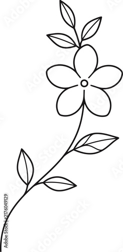 Minimalist hand drawn line art illustration of a single flower