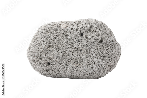 фотографія Single gray porous pumice stone, a lightweight volcanic rock with many small hol