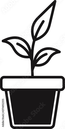 Simple line drawing of a small potted plant illustration