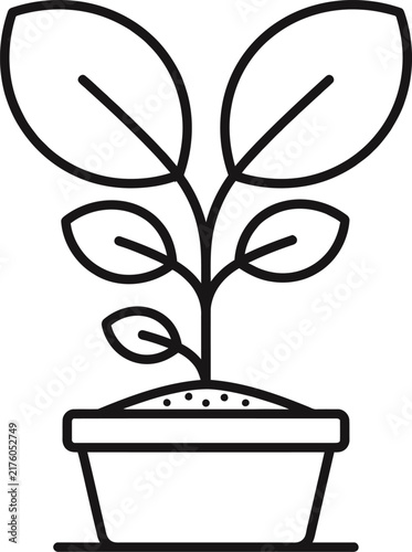 Simple line art illustration of a potted houseplant