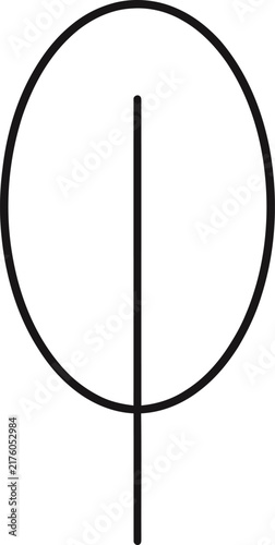 Simple line drawing of a leaf with vertical line