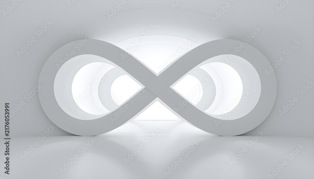 Obraz premium White 3D infinity loop tunnel hallway.