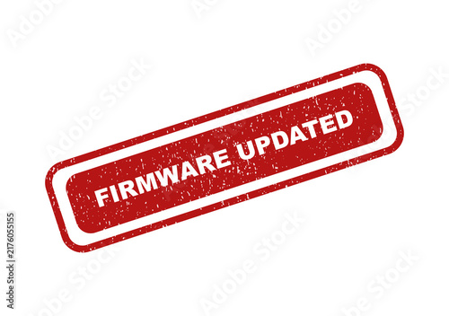 Cuadro en lienzo Red rectangular rubber stamp with the text firmware updated in center