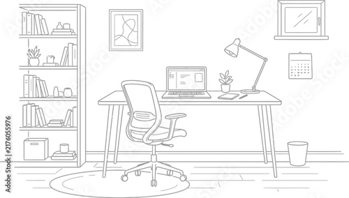 sketch of a room with a chair