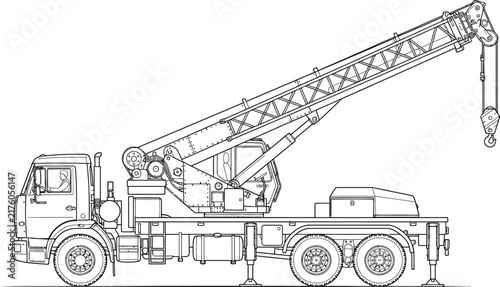 construction crane and truck