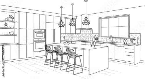 sketch of kitchen