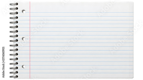 Cuadro en lienzo Blank spiral notebook page template for notes and planning