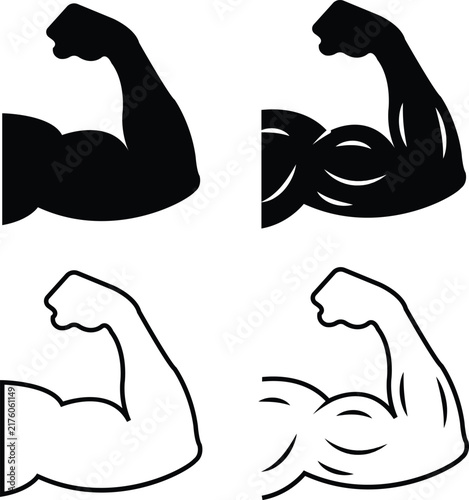 Bild auf Leinwand Muscular arm set, collection and group of strong biceps fitness bodybuilding str