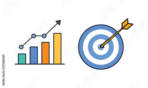Business Growth and Target Achievement Vector Illustration