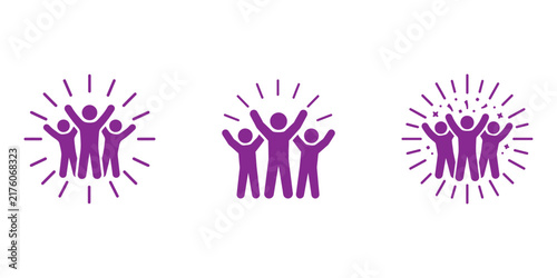 Purple people with radiant sunburst effects set