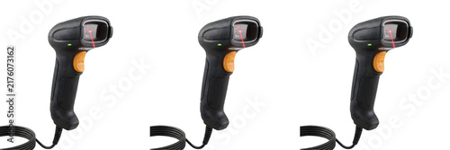 Handheld Laser Barcode Scanner Set Isolated on White Background