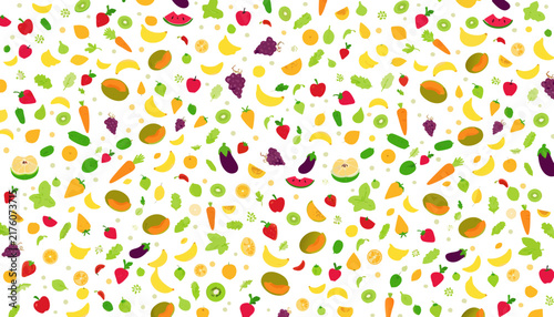 Colorful pattern of fresh fruits and vegetables Vector