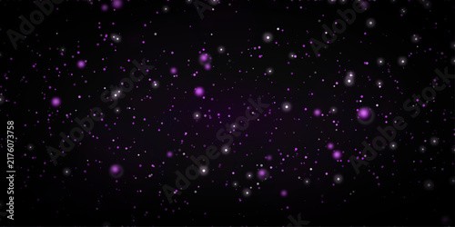 Canvas Print A celestial expanse unfolds with a myriad of shimmering stars and luminous purple orbs drifting through the dark, cosmic void, evoking a sense of wonder and mystery