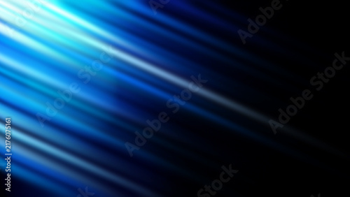 Konstfotografi Abstract dark blue background with diagonal light streaks and beams fading into black