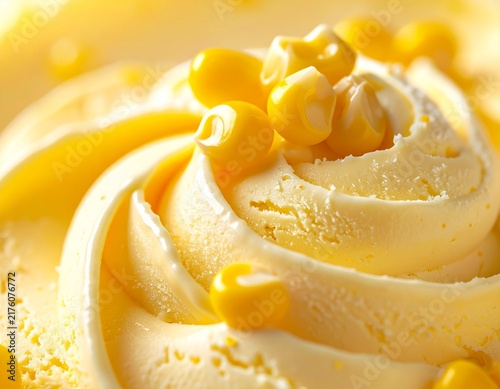 Corn Ice Cream Swirl Cluster, Cream Colored Texture with Fresh Kernels