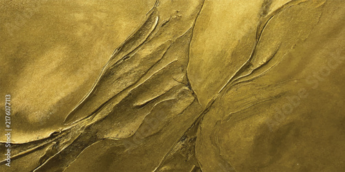 Abstract Golden Bronze Metallic Surface with Flowing Folded Waves, Luxury Molten Metal Texture and Dramatic Reflective Background