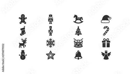Christmas holiday festive elements and winter season celebration symbols