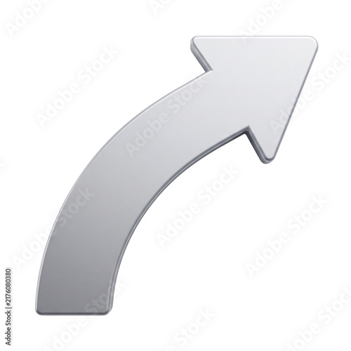 Silver Arrow Icon, Isolated on Transparent Background, Upward Direction