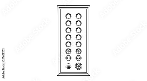 Elevator Button Control Panel Black and White Vector Illustration