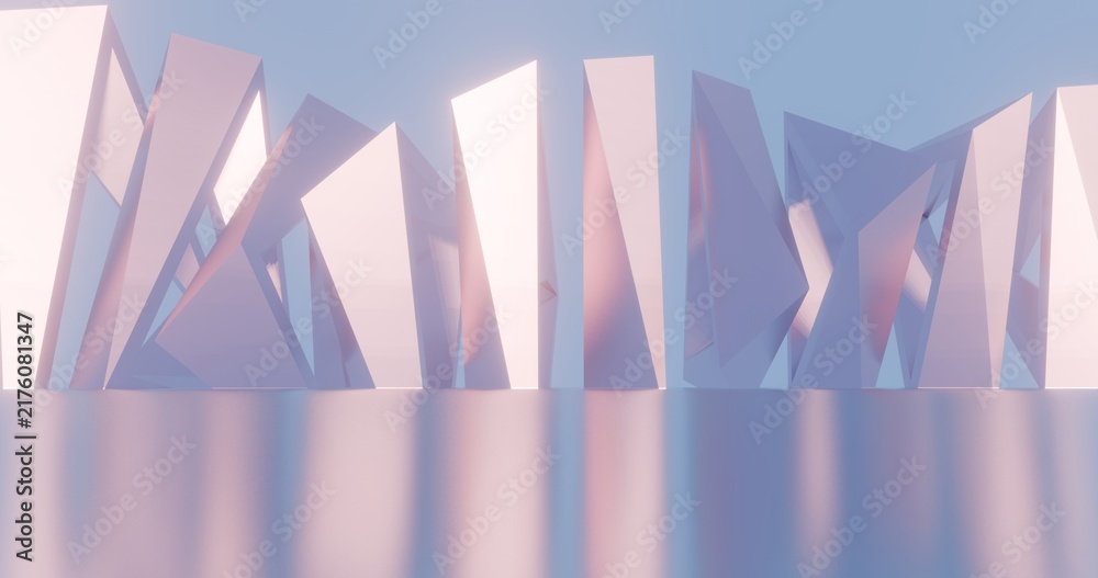 Obraz premium 3d render abstract architecture background building geometric shape