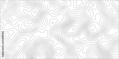 Abstract Topographic Map Background. Seamless Terrain Elevation Contour Lines. Grey Geometric Waves Pattern Vector Design