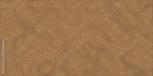 Brown topographic map vector background, elevation contour lines, geographical terrain texture, seamless travel design pattern