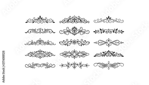 Vintage ornamental flourishes page dividers and elegant floral swirls