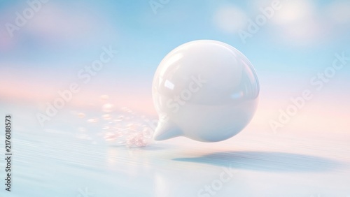 3D White Speech Bubble Chat Icon on Pastel Background