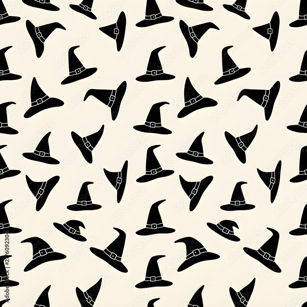 Witch Hat Seamless Pattern Minimalist Halloween