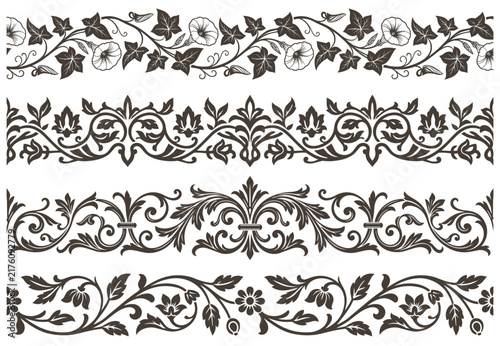 Decorative Floral and Scroll Borders Set