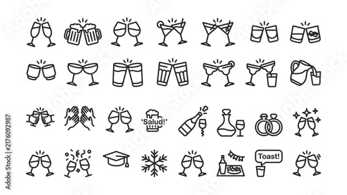 Foto Celebratory icons for party invitations and toasts