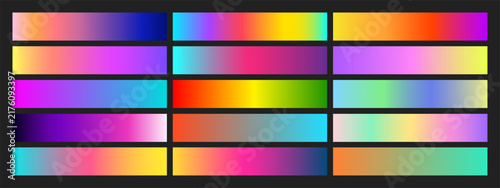 Holographic foil textures display iridescent rainbow gradients with metallic shimmer vector illustration set. Soft pastel palette features teal surfaces hologram effect vibrant color transitions.