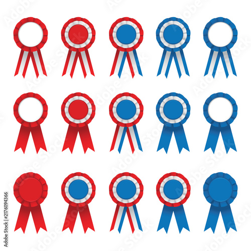 Plakat Red, blue ribbon set, vector illustration
