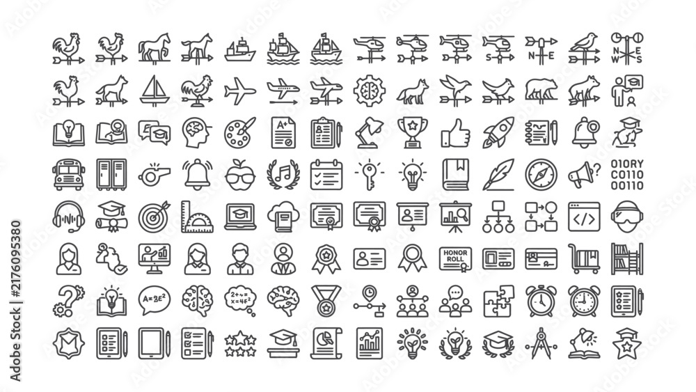 Fototapeta premium education icons set with animals and learning concepts