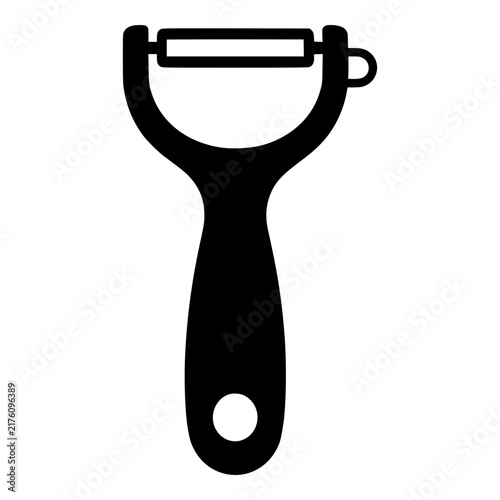 Bild auf Leinwand Y-Shaped Vegetable Peeler with Handle, Black Kitchen Tool Silhouette