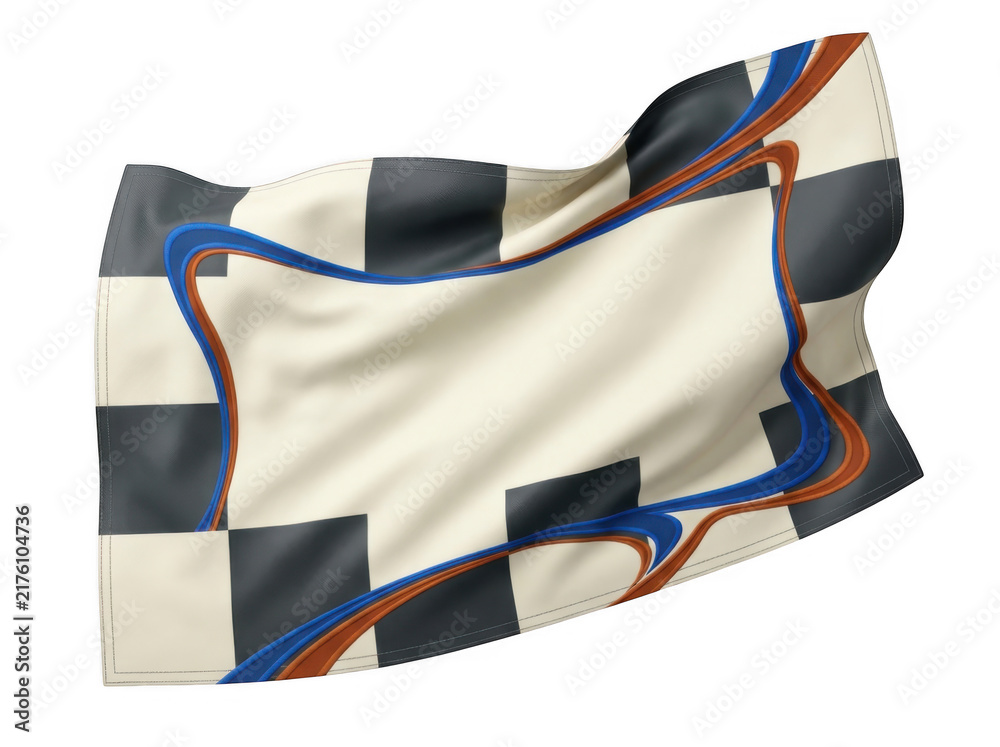 Fototapeta premium Checkered banner with abstract orange trim isolated on a transparent background pattern
