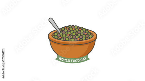 Vector illustration of a bowl of green peas for food awareness