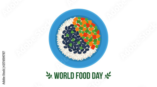 Flat vector illustration of healthy meal bowl for world food day awareness